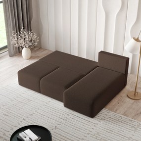 Masseno Narożnik TRAMA z funkcją spania i pojemnikiem na pościel Narozniki L, Rozkładana sofa - Brązowy, QUELLE 25