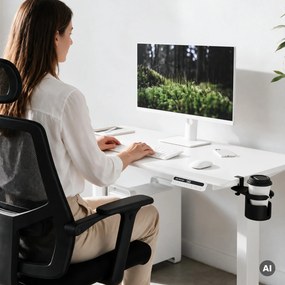 Biurko elektryczne z regulacją wysokości ergonomiczne białe,1200x600 mm: ARIA