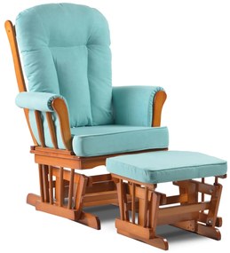 Fotel bujany z podnóżką 20455 OAK, turkusowy