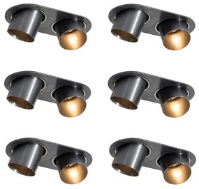 Set van 6 inbouwspots gunmetal GU10 50mm 2-lichts - Installa Oswietlenie wewnetrzne