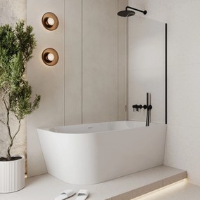 Parawan nawannowy prostokątny MOLIS Round Clear szkło transparentne | Różne rozmiary : Kolor profili kabiny - chrom / srebrny, Rozmiar - 70x140 cm