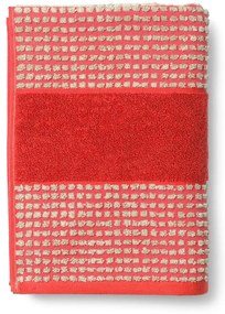 Czerwony ręcznik kąpielowy z bawełny organicznej frotte 70x140 cm Check – JUNA