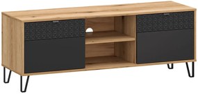 Szafka RTV na nóżkach dąb evok + czarny A7-A38