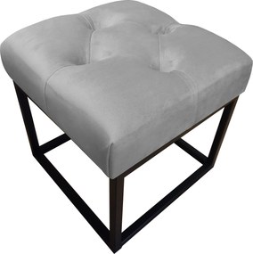 Pufa CHESTERFIELD tkanina Welur loft ławka podnóżek metal : Kolor Stelaża - Czarny , Kolor tkaniny - VELVET - MG17, Typ tkaniny - Velvet