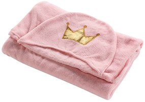 Różowy koc dziecięcy z kapturem z mikroflaneli 100x120 cm Ariel – douceur d'intérieur