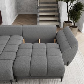 Masseno Narożnik VESTANO  z funkcją spania i pojemnikiem na pościel Narozniki L, Rozkładana sofa - Szary, QUELLE 92