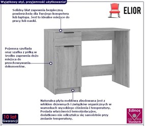 Proste biurko w kolorze szarego dębu sonoma - Imebra