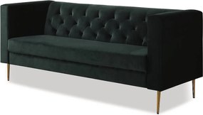 Kanapa nierozkładana "Bruce" z weluru - 196 x 76 x 82 cm - 3 miejsca - Ciemnozielona