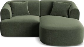 Zielony aksamitny narożnik (prawostronny/z szezlongiem) Campi – Cosmopolitan Design