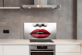 Szklany Panel Czerwone Usta i Nos Kobiety