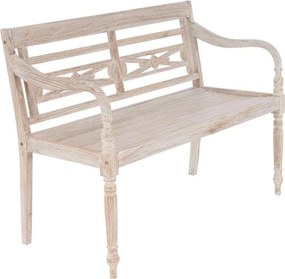 DIVERO 2-osobowa ławka ogrodowa - 119 cm, teak, biały shabby