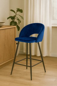 Granatowe nowoczesne tapicerowane krzesło barowe do wyspy C1-B13