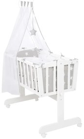 Biała kołyska na kółkach z baldachimem 40x90 cm Little stars – Roba