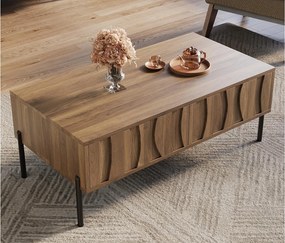 Stolik kawowy w stylu vintage 105x55x41 cm - z 2 szufladami - Konstrukcja drewniana - MDF - Kolor naturalny