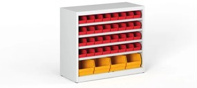Regał z plastikowymi pojemnikami BASIC - 800 x 400 x 920 mm, 32x A, 4x C