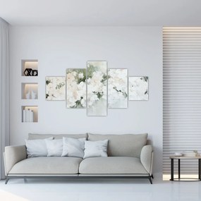 Obraz - Abstrakcja białych kwiatów (125x70 cm)