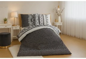 PrzytulneMieszkanie.pl PrzytulneMieszkanie.pl Polibawełniana pościel na 2 łóżka CANZONE BLACK, czarna Rozmiar pościeli: 2 szt 70 x 90 cm | 2 szt 140 x 200 cm