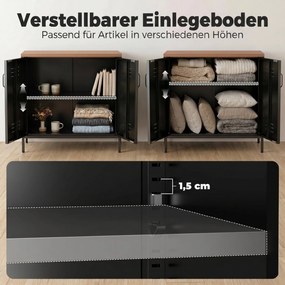 HOMCOM Metalowe sideboard, 80x40x80 cm, przemysłowa szafka do przechowywania z 2 drzwiami i regulowaną półką do salonu, biura, Czarny | Aosom PL