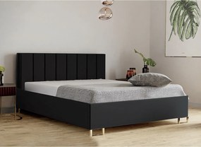 Łóżko tapicerowane MALIBU, wezgłowie, obicie MONOLITH, pojemnik na pościel, podnośnik gazowy, wysokość spania 39 cm, 120x200 cm, Grafitowy