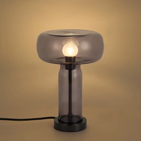 Lampa stołowa Hotel Chic grafitowa z przydymionym szkłem - Amara