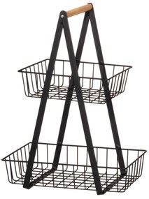 Dwupoziomowy stojak do przechowywania z bambusową rączką