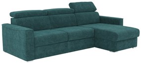 Kanapa narożna dwustronna rozkładana typu express, błękitna - Spanie na szerokich lamelach 140 cm - Materac 22 cm z pamięcią kształtu VIZIR