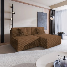 Masseno Narożnik FIORO z funkcją spania i pojemnikiem na pościel Narozniki L, Rozkładana sofa - Miedziany, TILIA 56