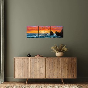 Obraz - Zachód słońca (z zegarem) (90x30 cm)