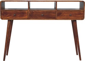 Artisan Furniture Lite drewno Potrójnie Zaokrąglony Stolik Konsola w Odcieniu Kasztanowym