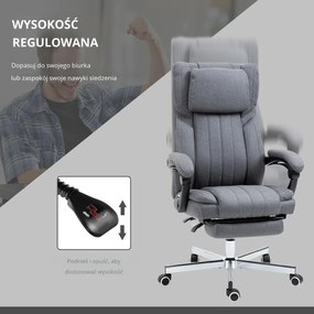 Vinsetto Fotel biurowy z masażem i ogrzewaniem ergonomiczny regulowany szary do 120 kg | Aosom PL