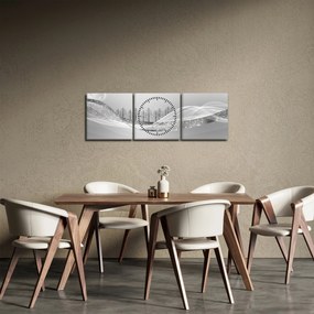 Obraz - Srebrny krajobraz (z zegarem) (90x30 cm)