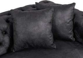 Sofa SORRENTO 3S Trzyosobowa Czarna Welurowa Glamour