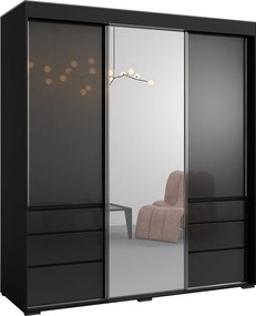 Szafa przesuwna z lustrem Torino 3D1L 180 Czarna (lacobel)