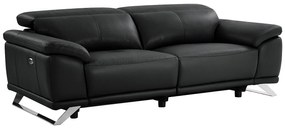 Kanapa 3-osobowa rozkładana, elektryczna z czarnej skóry AZIDEE II