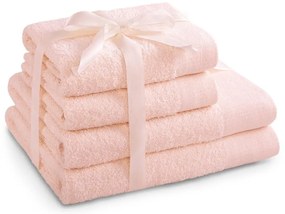 Jasnoróżowe bawełniane ręczniki zestaw 4 szt. frotte Amari – Restilo