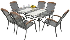 Metalowy zestaw ogrodowy PROVENCE I. 1 + 6 Stół prostokątny 190x105 cm (CT0310)