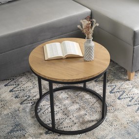 Stolik Kawowy LELLA 53 cm Dąb Złoty Nowoczesny Loft