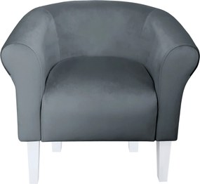 Fotel Milo tkanina Welur wygodny fotel tapicerowany do salonu i sypialni : Kolor nogi - Biała, Kolor tkaniny - VELVET - BL14, Wysokość nogi - 20 cm