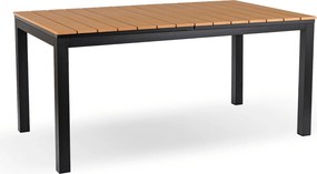 Zestaw Mebli Ogrodowych Stół ARGOS 140-180 cm Dąb/Czarny i 4x Fotel FRESNO Czarny Technorattan Nowoczesny