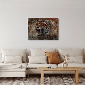 Obraz na szkle - Tygrys z cegieł (70x50 cm)