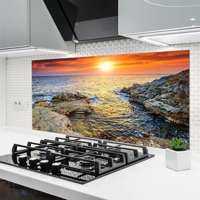 Szkło do Kuchni na Ścianę Odblask Słońca Na Falach