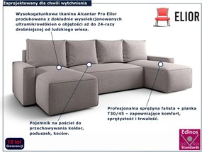 Szary narożnik w kształcie U z funkcją spania N4-L59