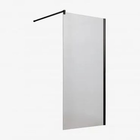 Stała Ścianka Prysznicowa Ze Szkłem Hartowanym 8 Mm I Aluminium Bristol Czarny Matowy & Transparent & 80 X 195 Cm - Sklum