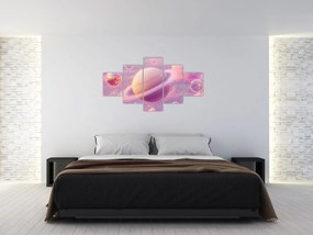 Obraz - Różowa planeta (125x70 cm)