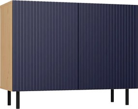Granatowa lamelowa komoda na nóżkach K8-F82