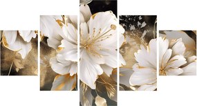Obraz - Kwiaty w kolorze złotym (125x70 cm)