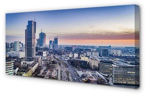 Obraz na płótnie Warszawa Panorama wieżowce wschód słońca