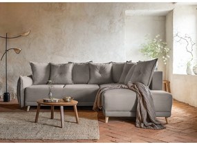 Jasnobrązowy sztruksowy rozkładany narożnik (prawostronny) Lazy Lukka – Miuform