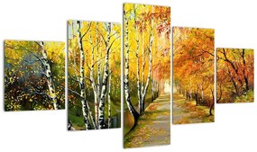 Obraz - Romantyczna aleja wzdłuż wody, obraz olejny (125x70 cm)