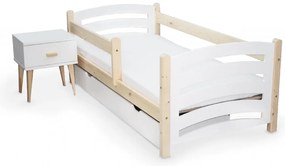 Łóżko dziecięce MELA 80 x 160 cm białe/sosna Stelaż: Ze stelażem listwowym rolowanym elastycznym, Materac: Materac EASYSOFT 10 cm